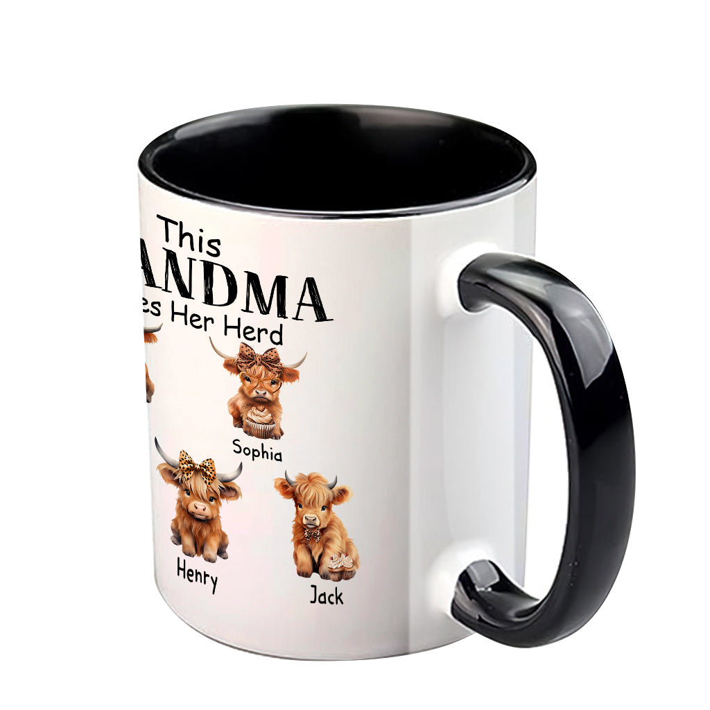 Grandma/ Nana/ Mimi... Loves Her Herd - Personalized Grandma Accent Mug