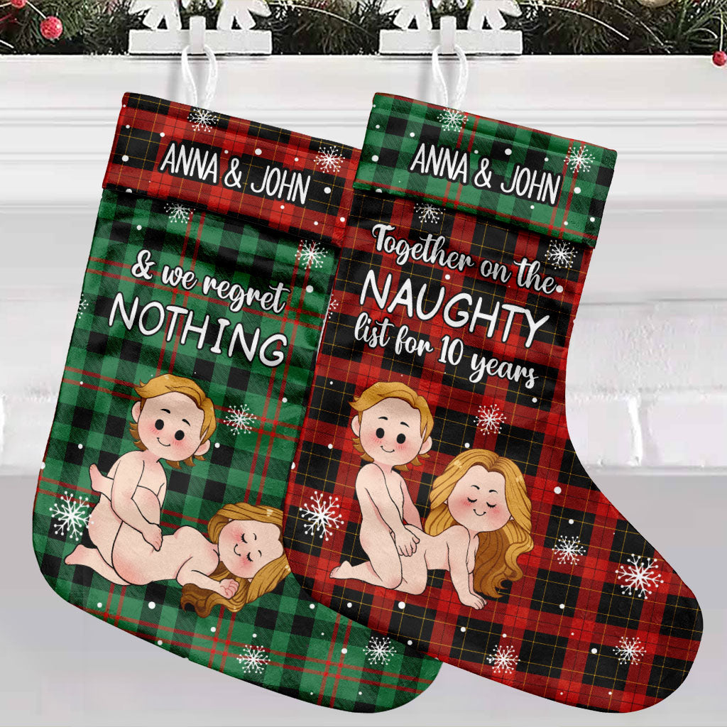 Together On The Naughty List - Personalized Couple Christmas Stockings