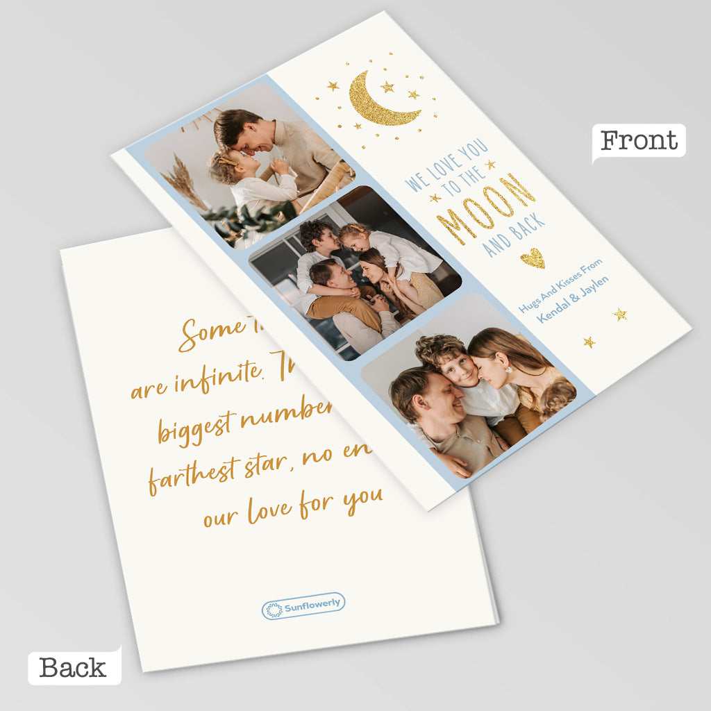 We Love You To The Moon And Back - Personalized Greeting Card