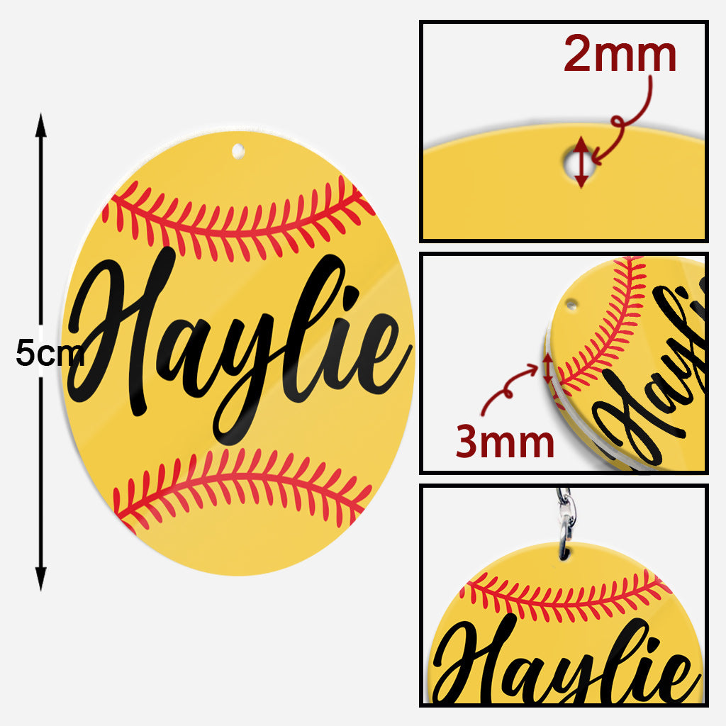 Love Baseball - Personalized Softball Keychain