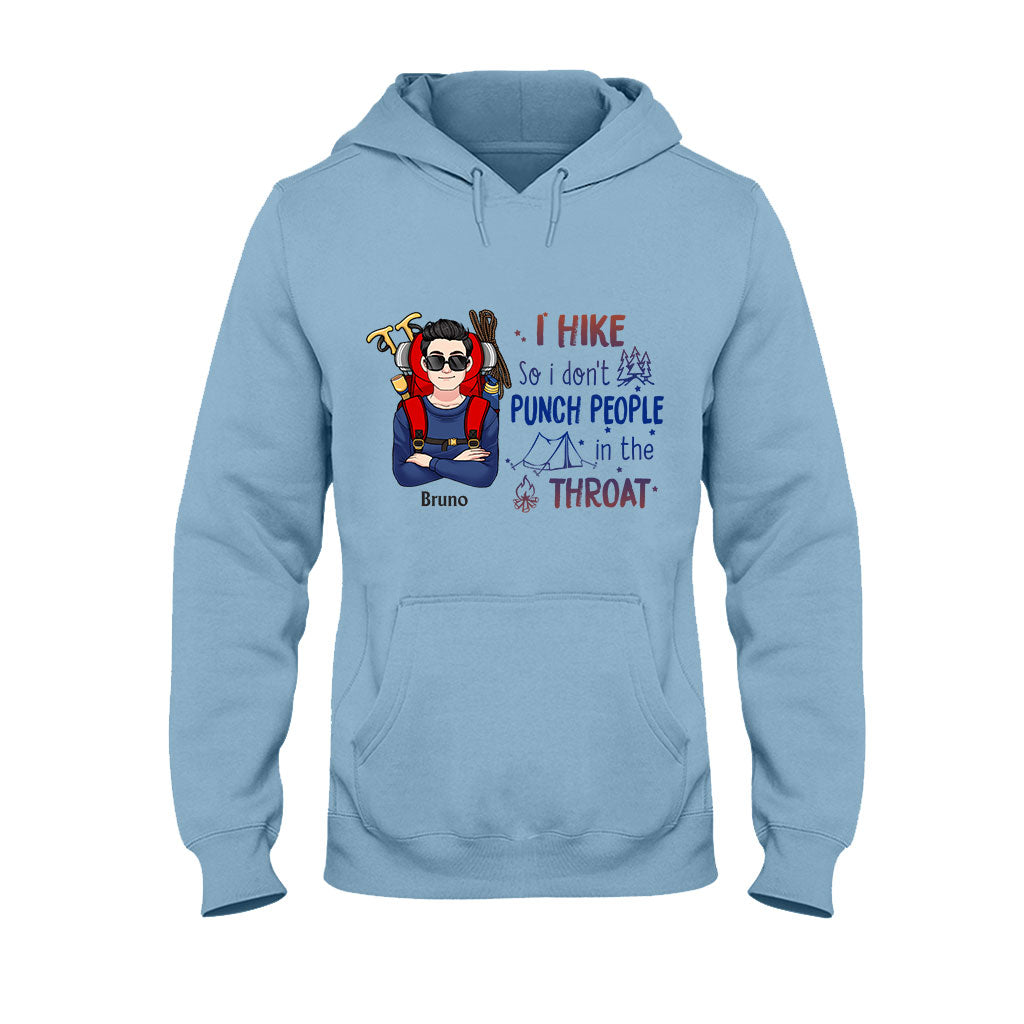 Ich wandere, damit ich niemandem in den Hals schlage – Personalisiertes Wander-T-Shirt und Hoodie