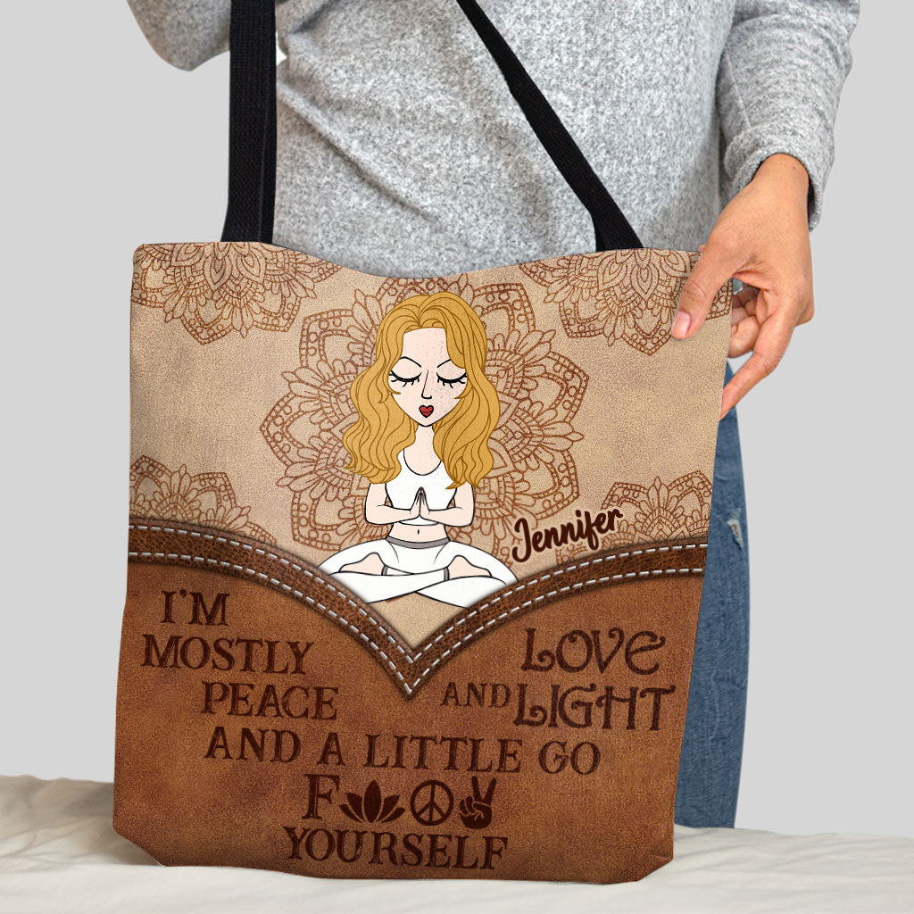 I'm Mostly Peace - Personalized Yoga Tote Bag