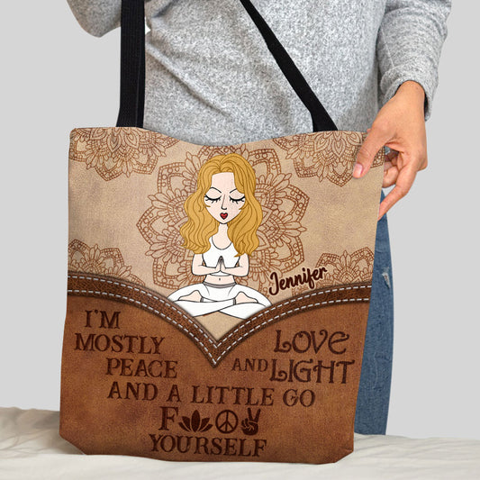 I'm Mostly Peace - Personalized Yoga Tote Bag