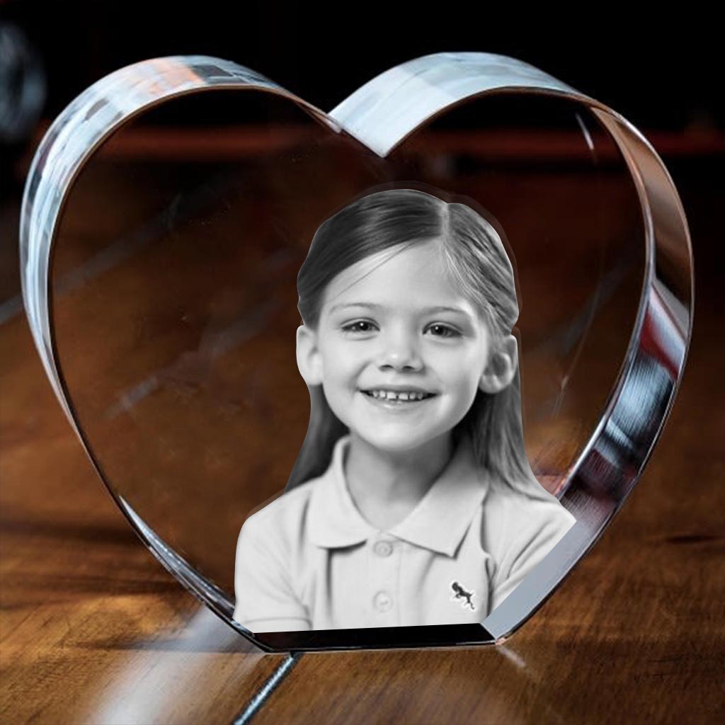 Custom Photo - Personalized Kid Laser Engraving 3D Heart Shaped Crystal Lamp