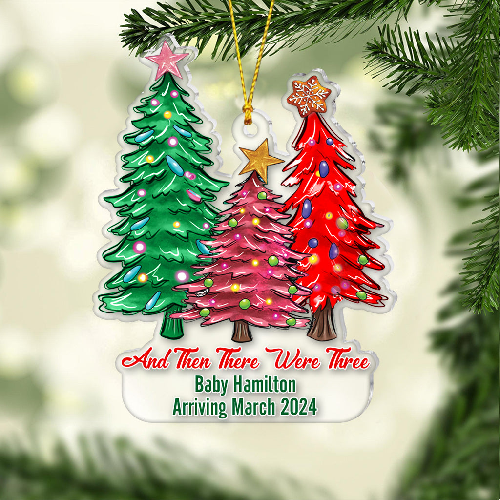 Et puis il n'en restait plus que trois - Ornement de grossesse transparent personnalisé