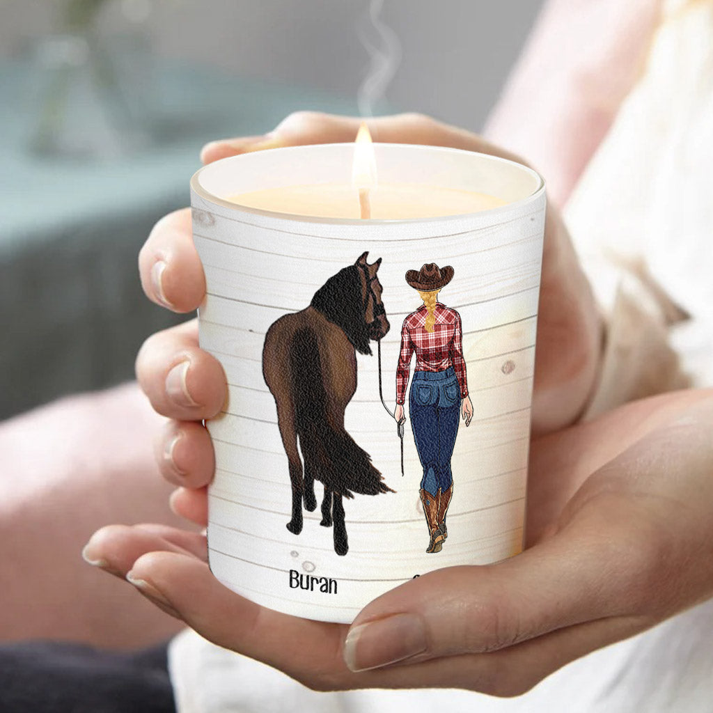 Just A Girl Who Loves Horses - Personalized Horse Candle With Wooden Lid