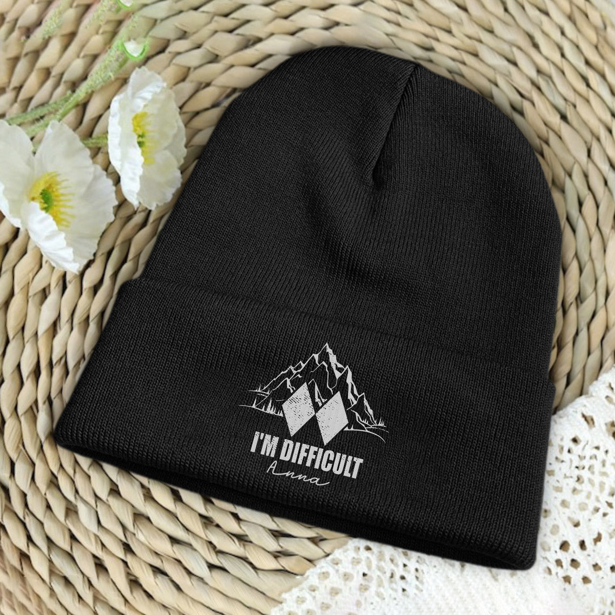 I'm Difficult - Personalized Skiing Embroidered Beanie