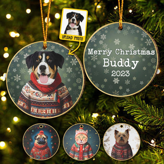 Personalized Christmas Pet Portrait - Gift for dog lovers, dog lover, cat lover - Personalized Ornament
