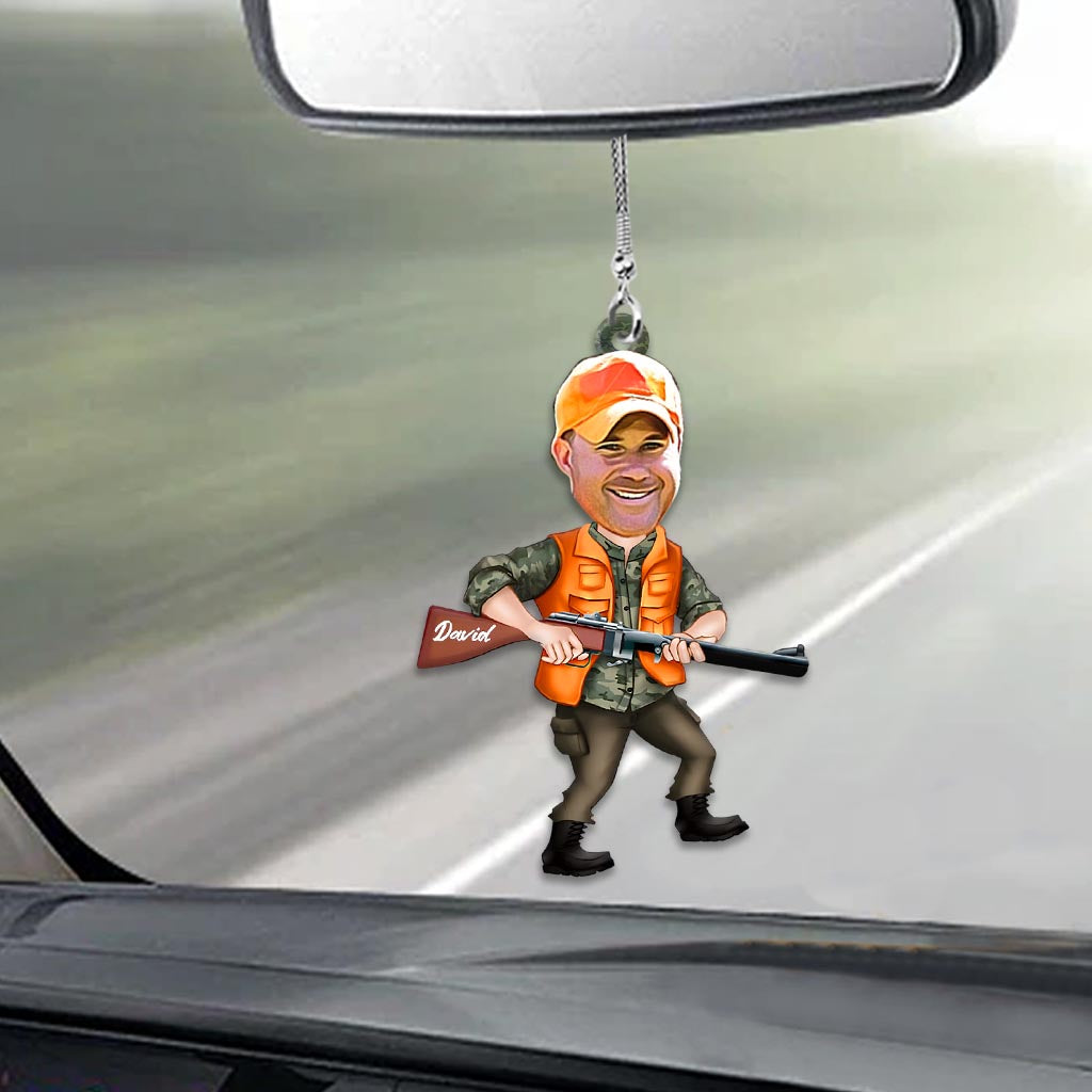 Lustiges Jagdmotiv mit Foto eingefügt – personalisierter Autoanhänger mit Jagdmotiv