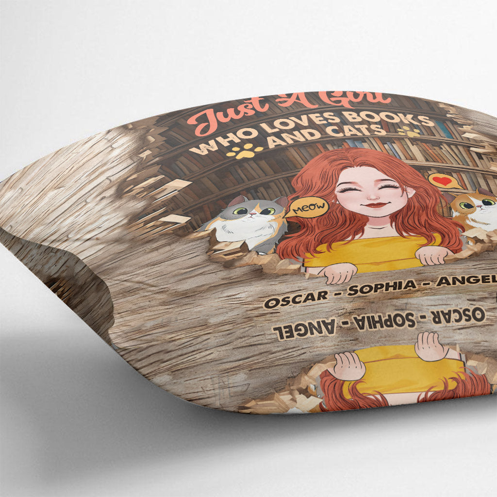 Love Books And Cats - Personalized Book Throw Pillow