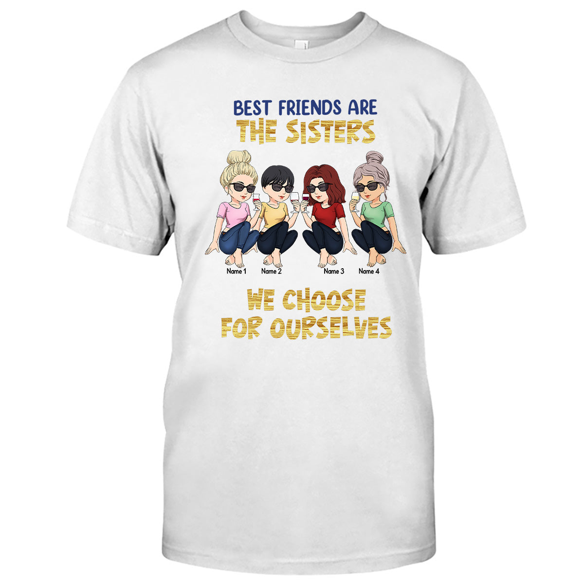 Beste Freundinnen sind die Schwestern, die wir uns selbst aussuchen – Geschenk für die beste Freundin – Personalisiertes T-Shirt und Hoodie