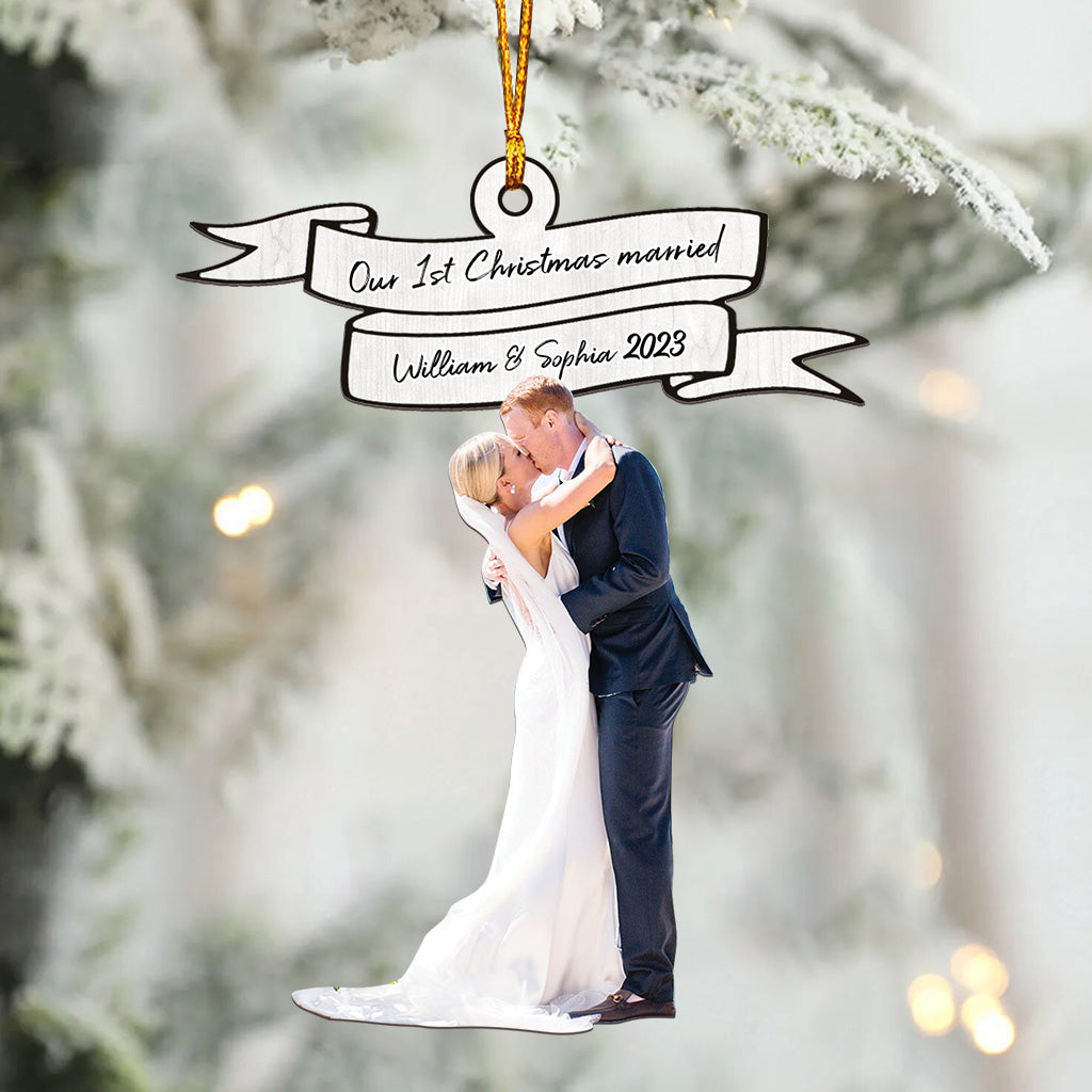 Our First Christmas Married - Personalized Husband And Wife Ornament