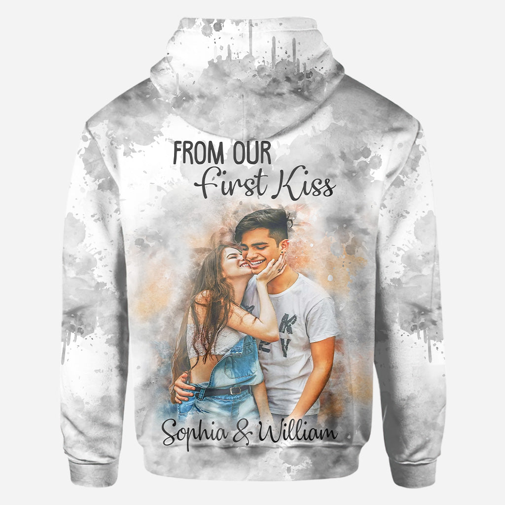 Watercolor Couple - Personalized Couple All Over Shirt