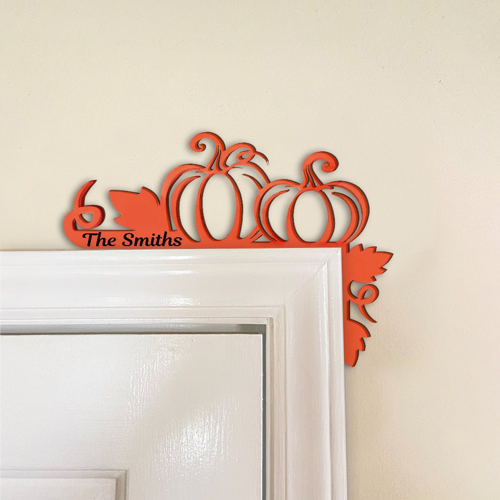 Citrouille de Thanksgiving - Décoration de cadre de porte personnalisée pour Thanksgiving