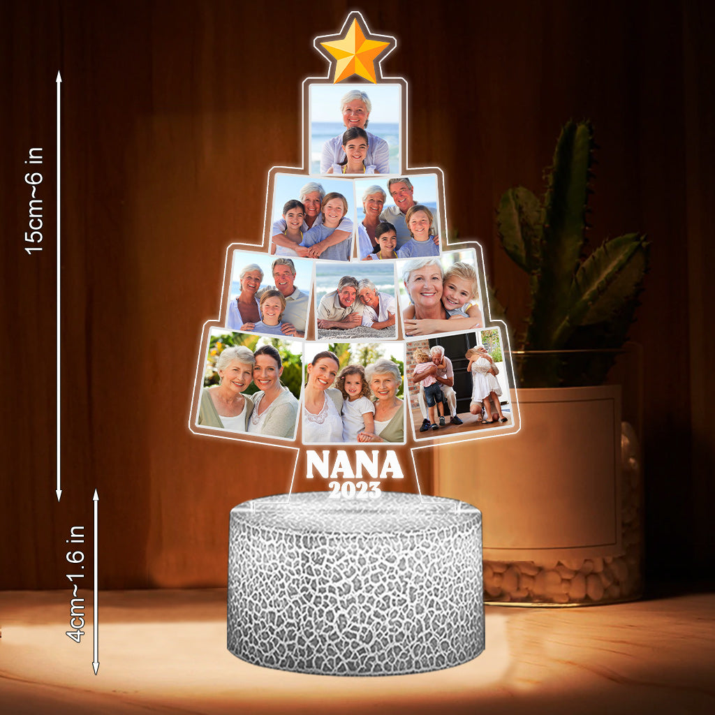 Weihnachtsbaum mit Bild – Geschenk für Oma, Ehefrau, Mutter, sie – Personalisierte, geformte Plakettenleuchte