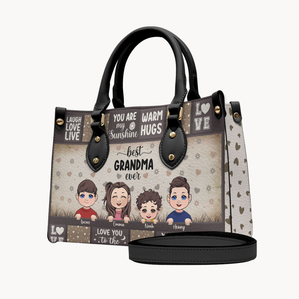 Best Grandma/ Mom Ever - Gift for grandma - Personalized Leather Handbag
