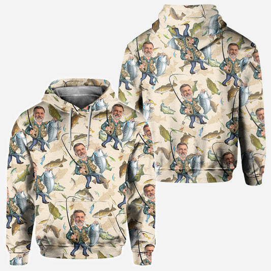 Photo Inserted Funny Fishing - Personalized Fishing All Over Shirt