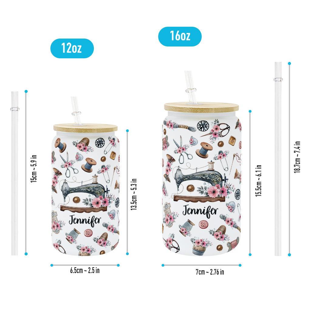 Nähbegeisterung – Personalisierte Nähdose aus Glas