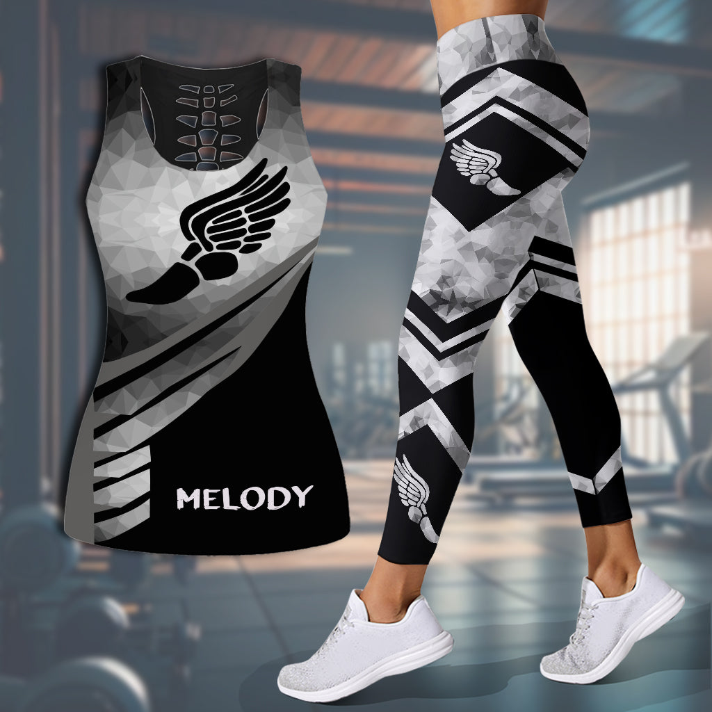 I Won't Quit Until I'm Fit - Personalized Running Hollow Tank Top and Leggings