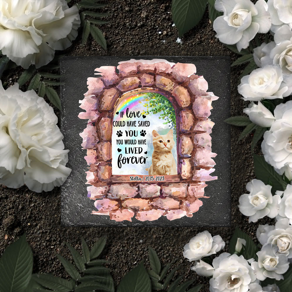 Nicht mehr an meiner Seite – Personalisierter quadratischer Stein in Hundeform