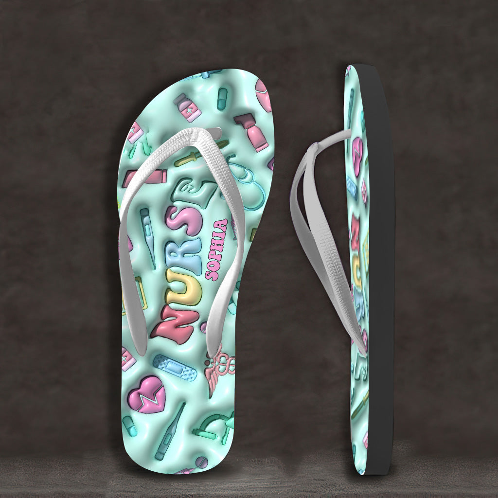 Krankenschwesterleben – Personalisierte Flip-Flops für Krankenschwestern