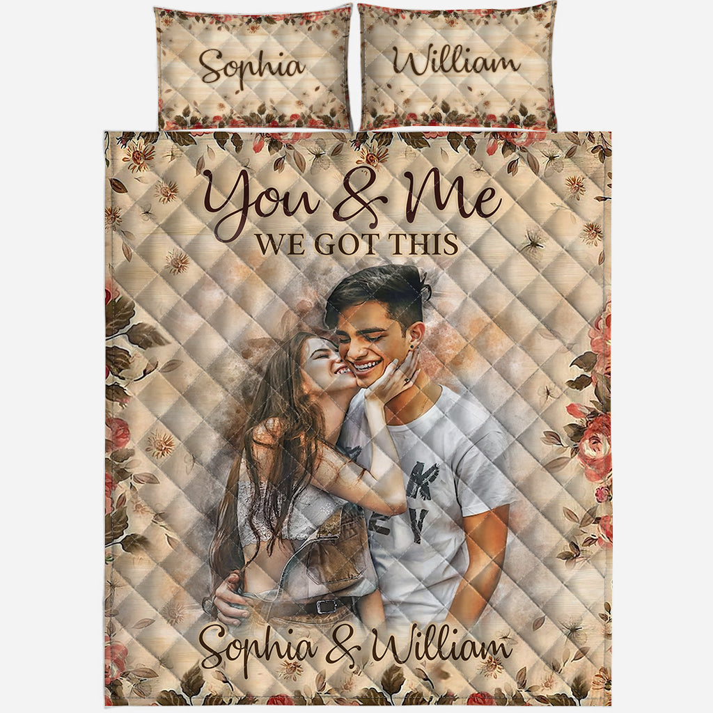 Watercolor Couple - Personalized Couple Quilt Set