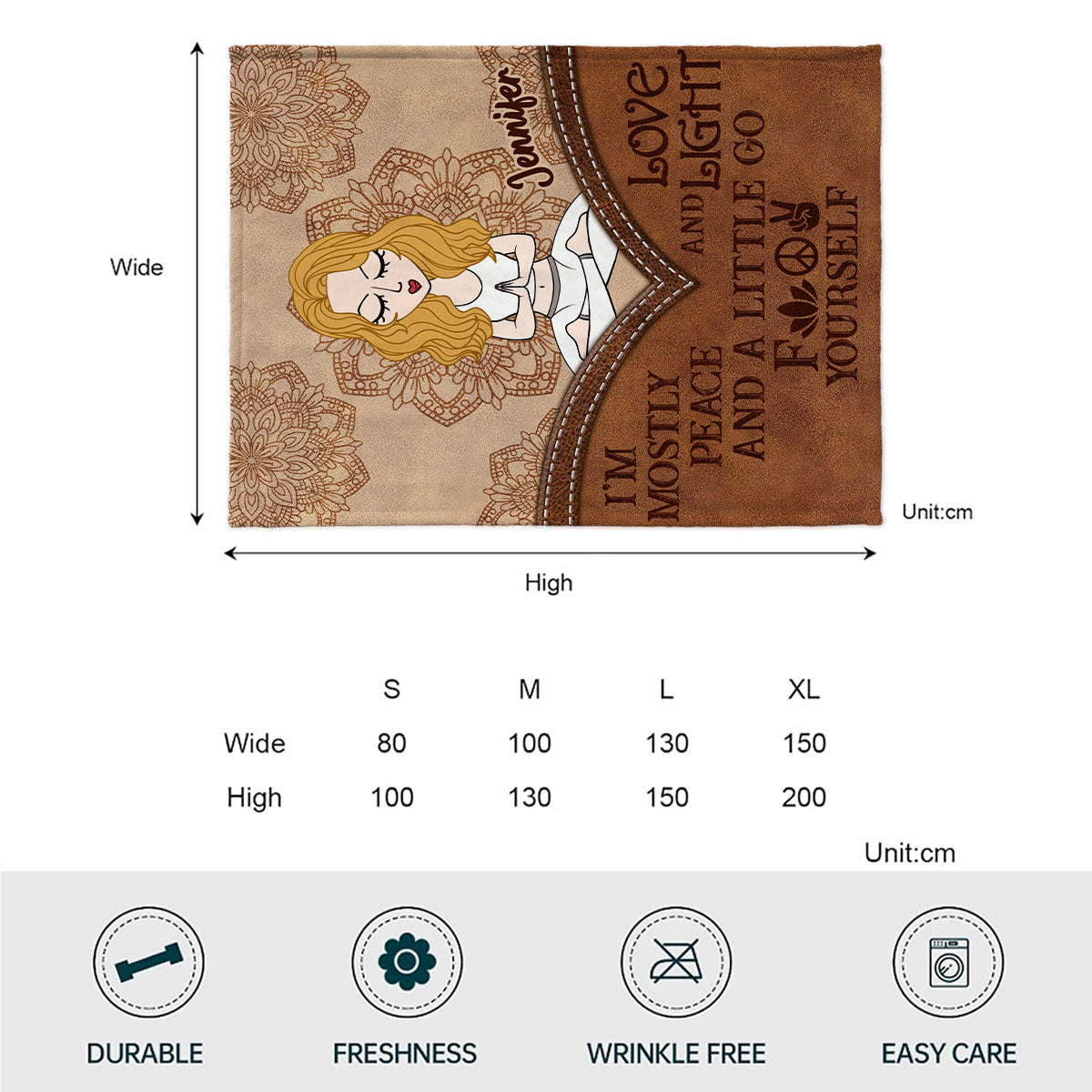 Je suis surtout la paix - Couverture de yoga personnalisée