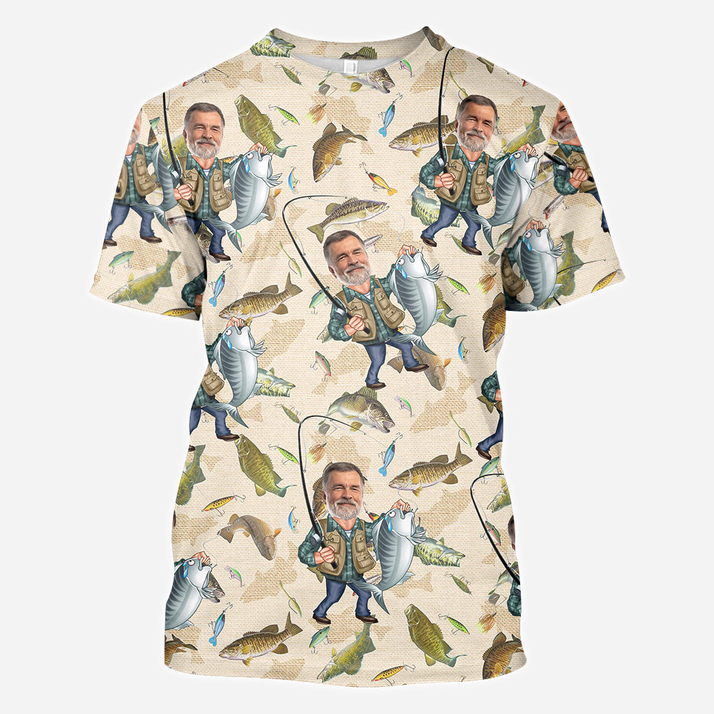 Photo Inserted Funny Fishing - Personalized Fishing All Over Shirt