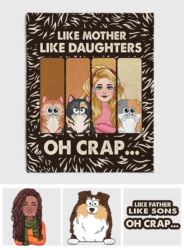 Telle mère, tel père, telle fille, tel fils : chats, chiens, amoureux des animaux - Couverture personnalisée pour chat