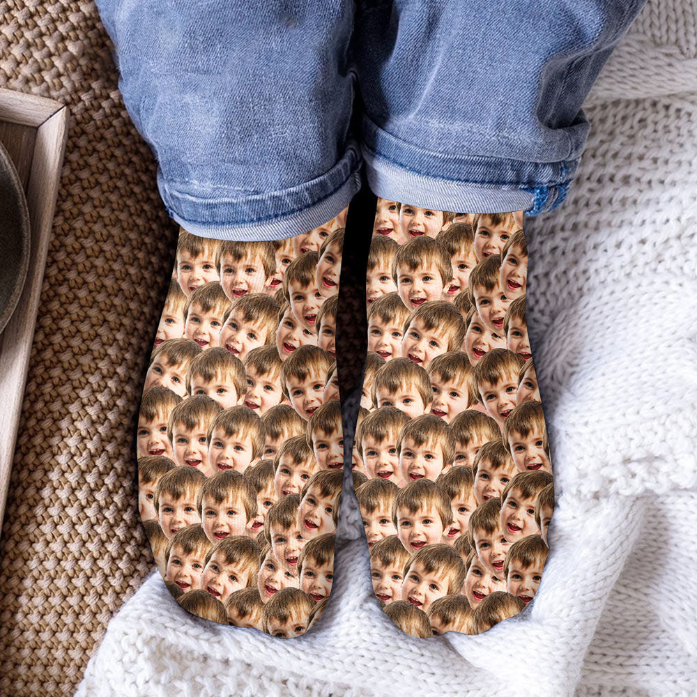 Customizable Printed Face - Personalized grandson Socks