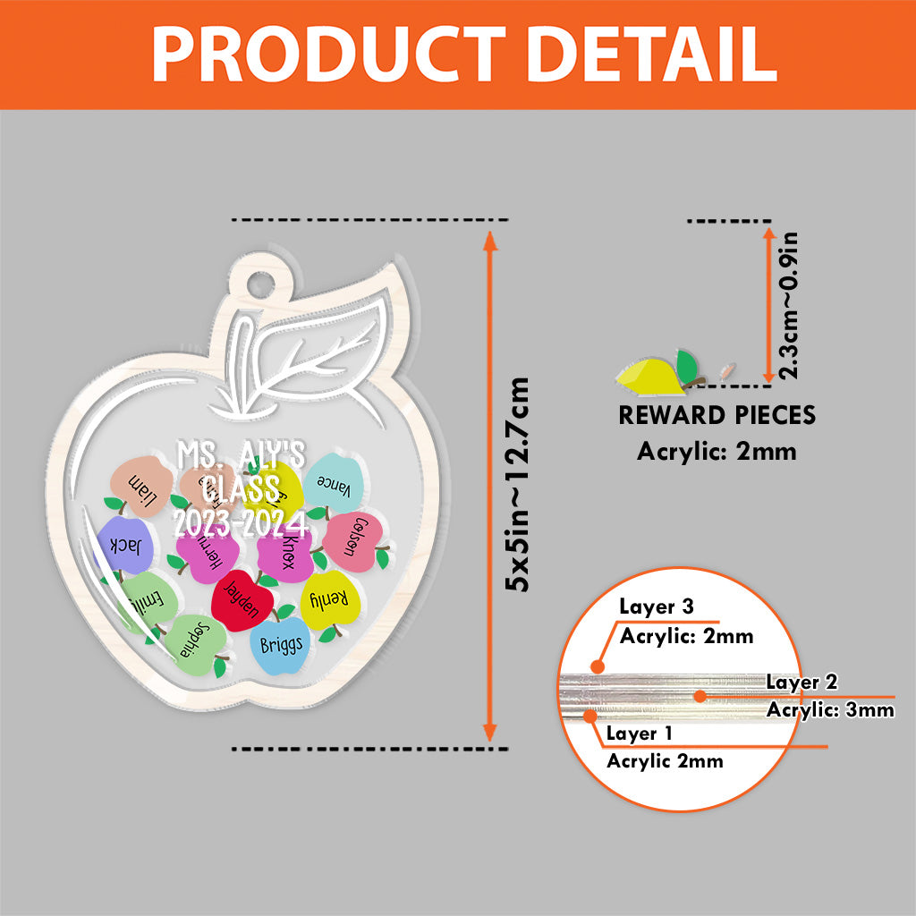 Merci de m'avoir aidé à grandir - Ornement à secouer personnalisé à 3 couches pour enseignant