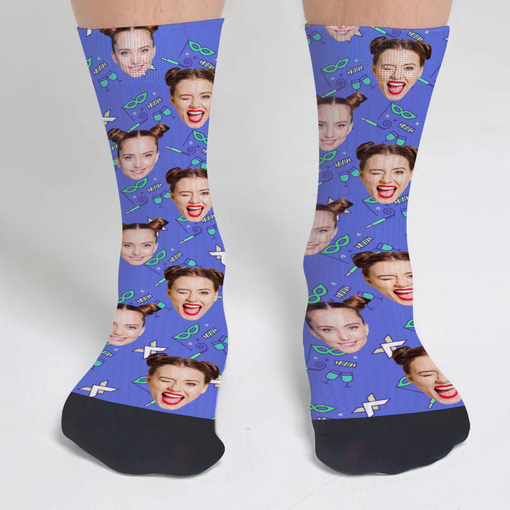 Custom Face Party Pattern - Personalized Bestie Socks