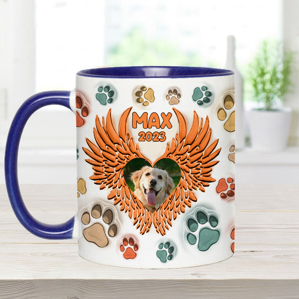 You Left Paw Prints On Our Hearts Angel Wings - Gift for dog lovers, who lost dog, who lost cat - Personalized Accent Mug