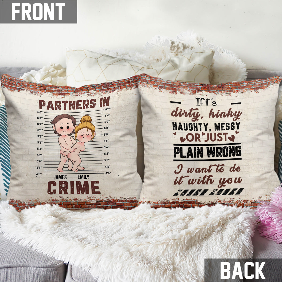 Partner In Crime - Personalized Couple Throw Pillow