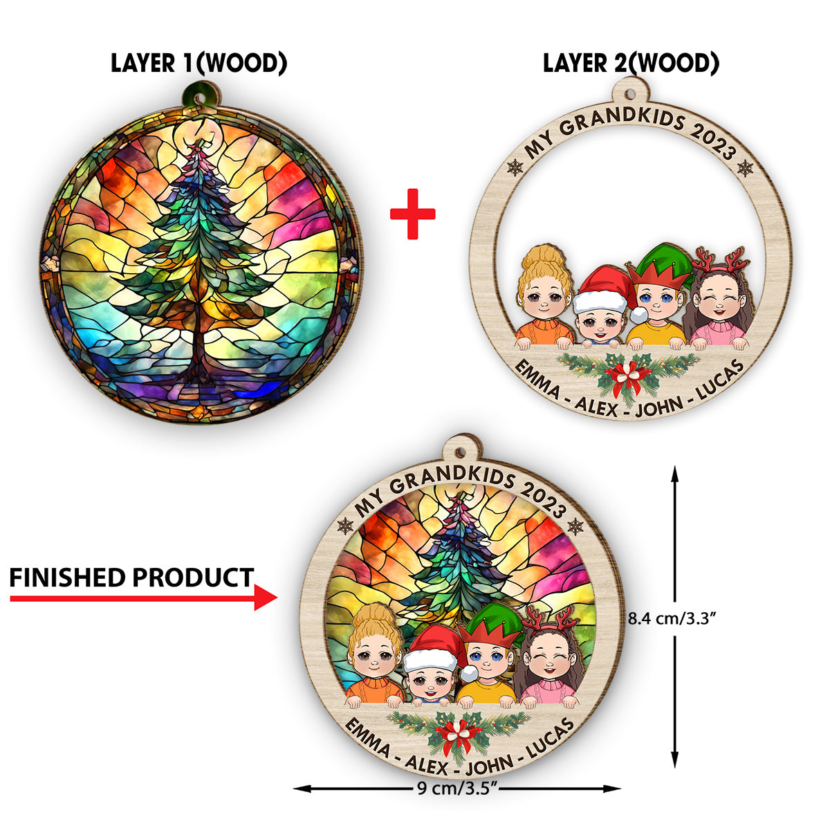 My Grandkids - Gift for grandma - Personalized 2 Layered Piece Ornament