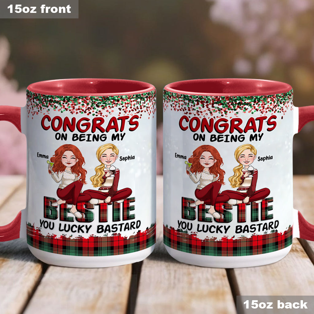 Lucky Bastard Besties - Personalized Bestie Accent Mug