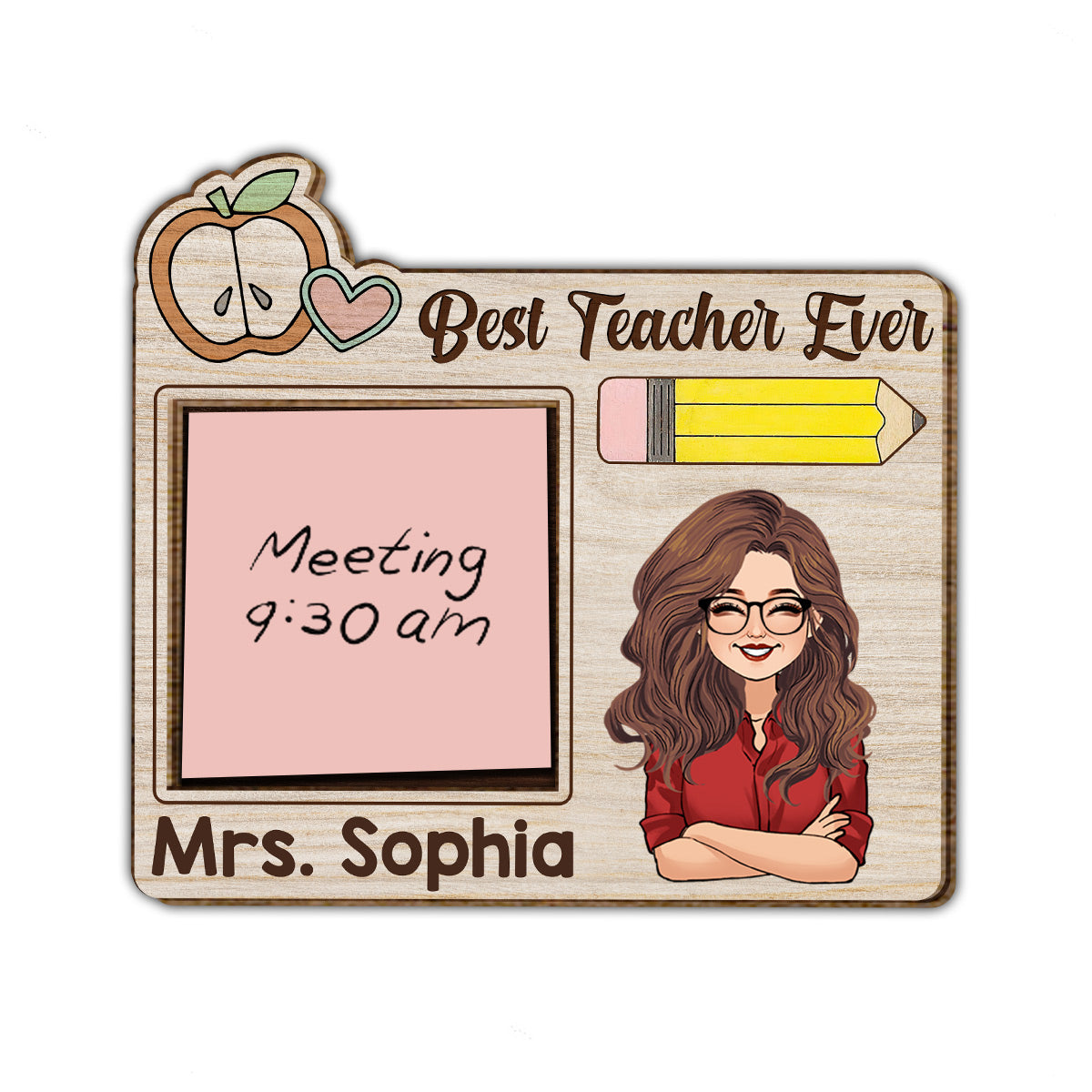 Best Teacher Ever - Personalized Teacher 2 Layered Wood Sign