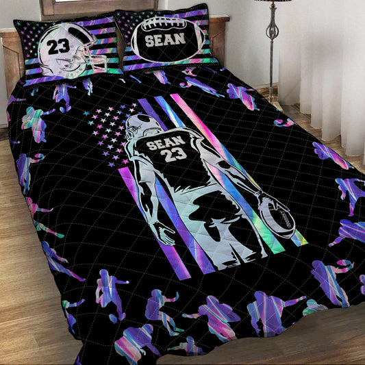 J'adore le football - Ensemble de courtepointe personnalisé sur le thème du football