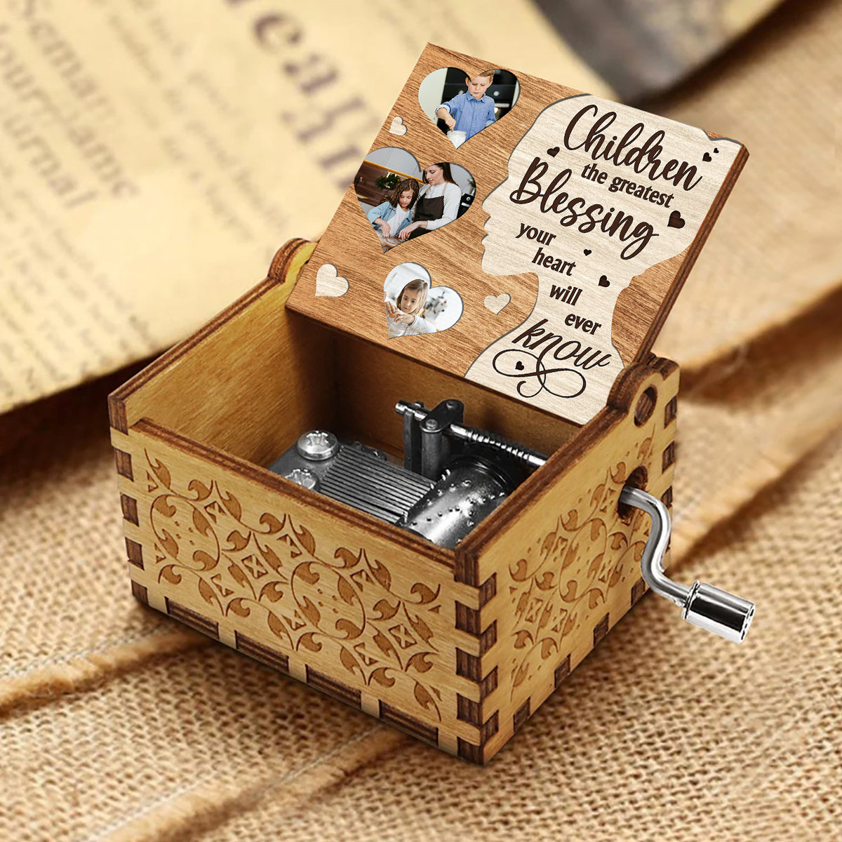Greatest Blessing - Gift for grandma, mom - Personalized Hand Crank Music Box