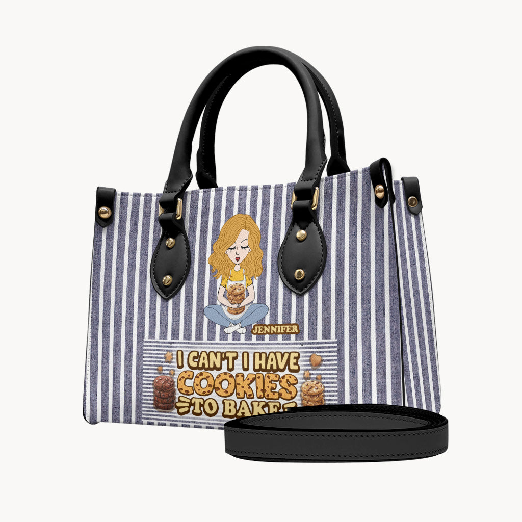 I Can't I Have Cookies To Bake - Personalized Baking Leather Handbag