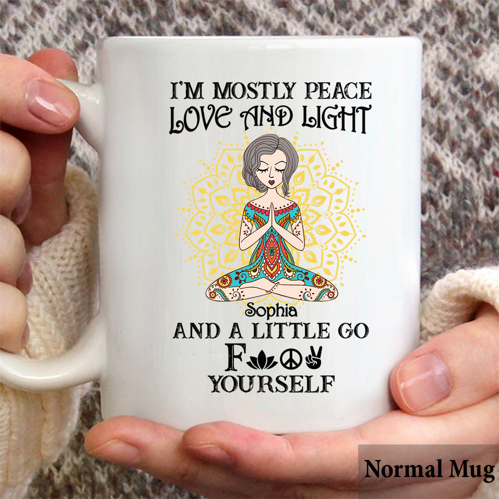 I’m Mostly Peace Love And Light - Personalized Yoga Mug