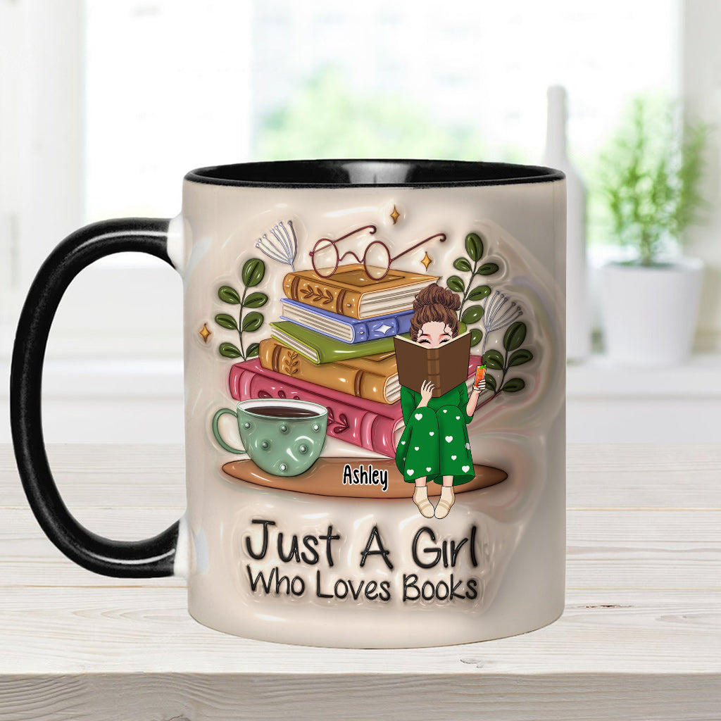 Just A Girl Who Loves Books - Personalized Book Accent Mug