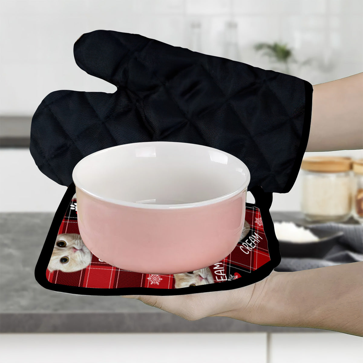 Personalisierte Haustierdecke mit Foto – Geschenk für Katzen- und Hundeliebhaber – Personalisierte Topflappen und Ofenhandschuhe