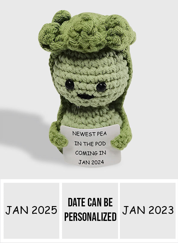 Nouveauté : Figurine de grossesse personnalisée tricotée à la main « Pea In The Pod »