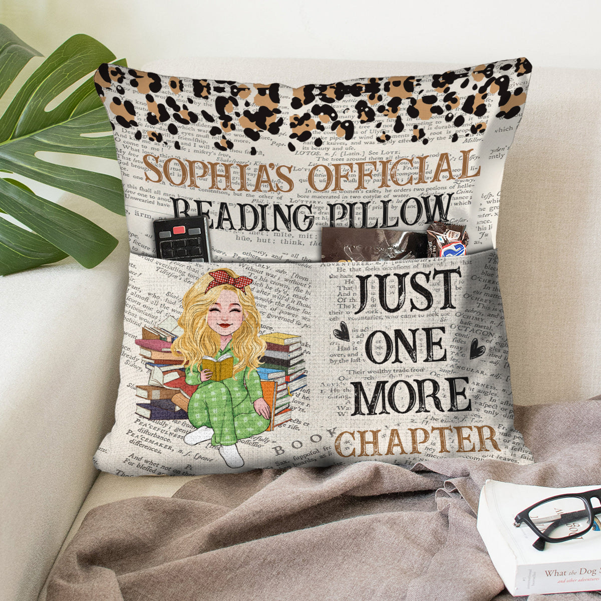 Just One More Chapter - Personalized Book Pocket Pillow