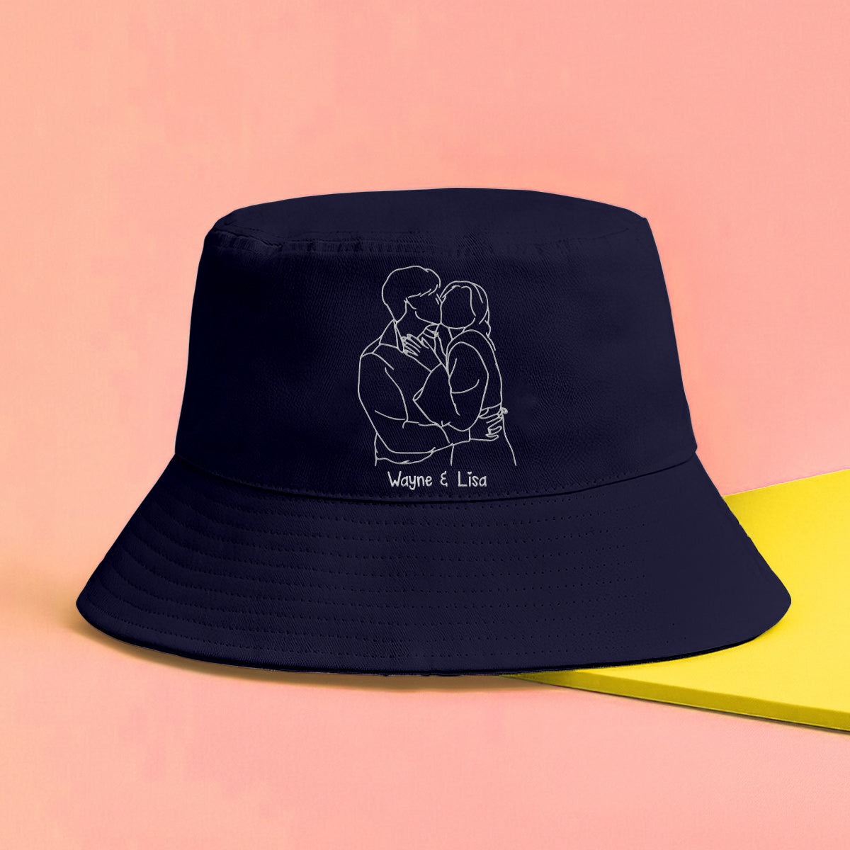 Custom Photo - Personalized Couple Embroidered Bucket Hat