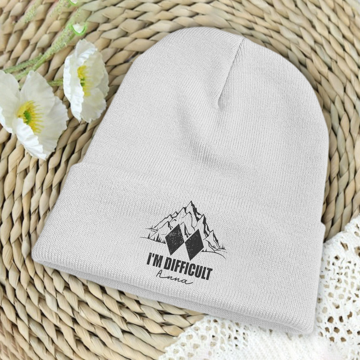 I'm Difficult - Personalized Skiing Embroidered Beanie