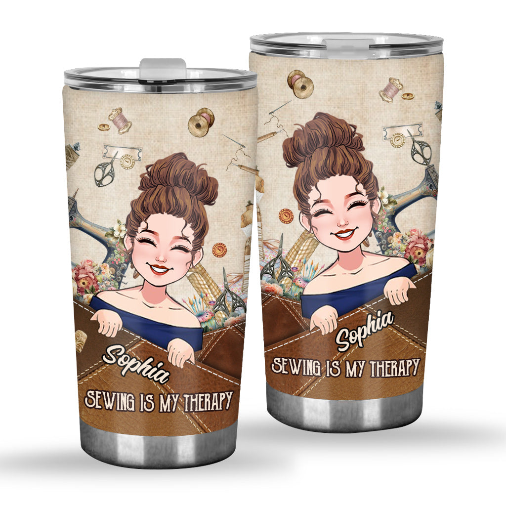 Sewing Is My Therapy - Personalized Sewing Tumbler