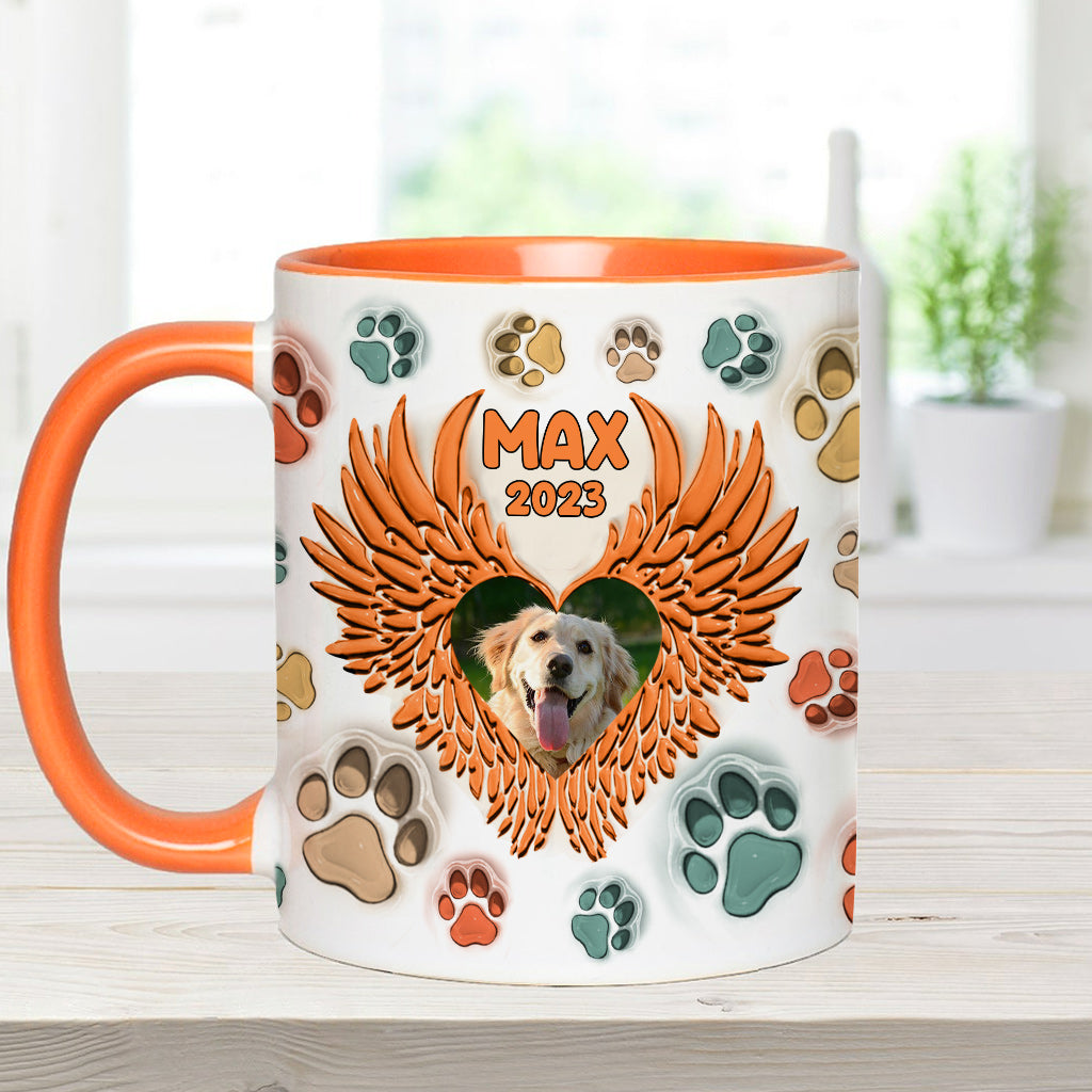 You Left Paw Prints On Our Hearts Angel Wings - Gift for dog lovers, who lost dog, who lost cat - Personalized Accent Mug