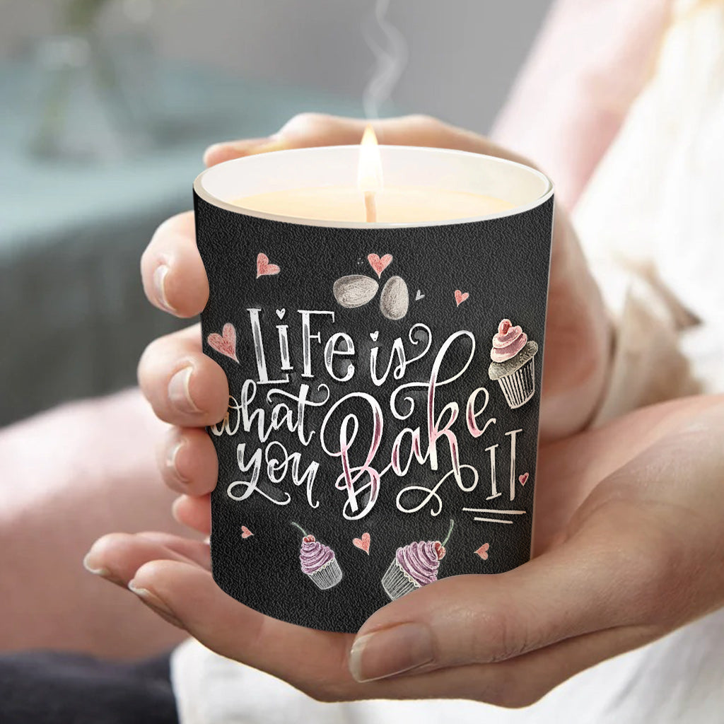 Life Is What You Bake It - Personalized Baking Candle With Wooden Lid